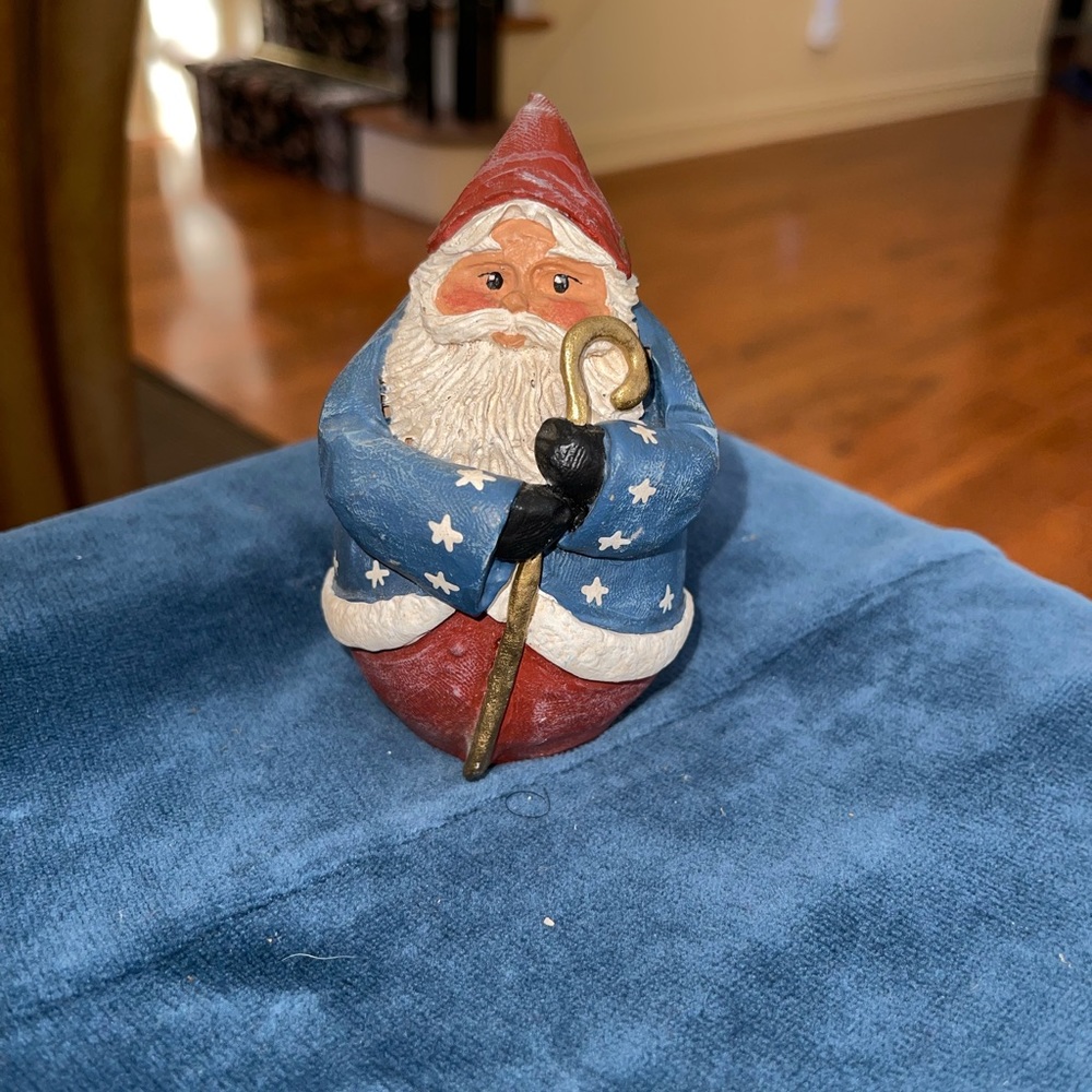 Vnt Americana Santa Red White & Blue Stars Roly Poly Patriotic Cane Mark JS16 4”